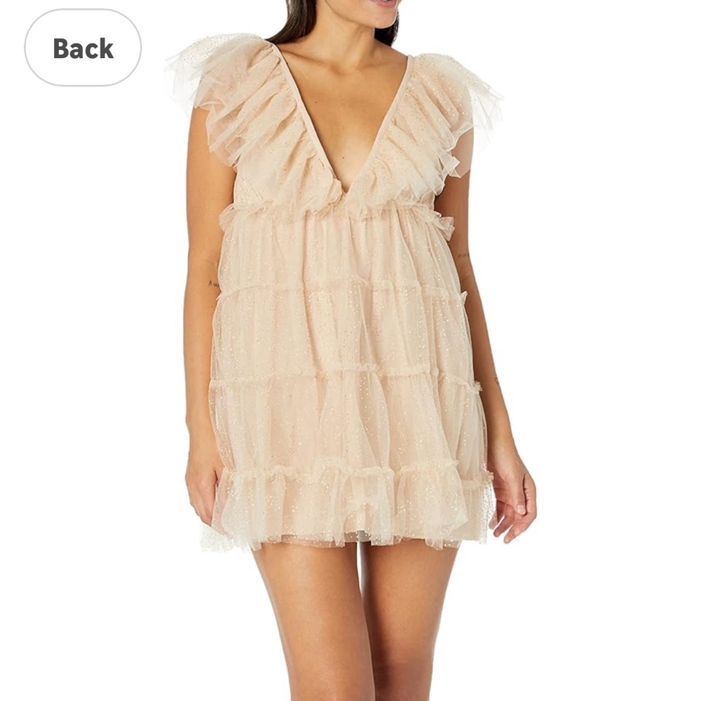 Show me your mumu Ruffled Tulle Mini Dress in Blush